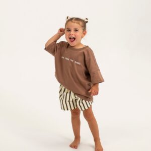 Benji Stripe Cotton Shorts - Cream/Cocoa Stripe