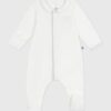 Petit Bateau - Babies' plain velour pyjama suit with a collar
