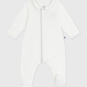 Petit Bateau - Babies' plain velour pyjama suit with a collar