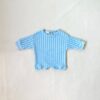Addie Cotton Stripe Romper - Blue/White Stripe
