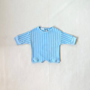 Addie Cotton Stripe Romper - Blue/White Stripe