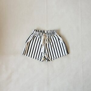 Benji Stripe Cotton Shorts - Cream/Cocoa Stripe