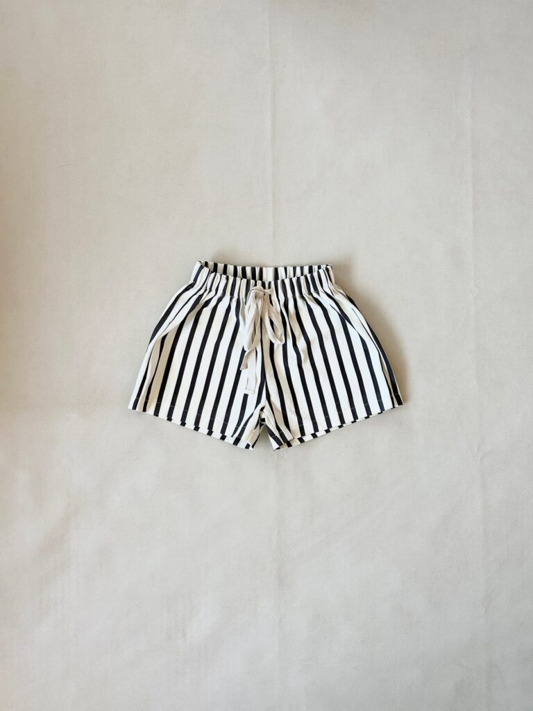 Benji Stripe Cotton Shorts - Cream/Cocoa Stripe