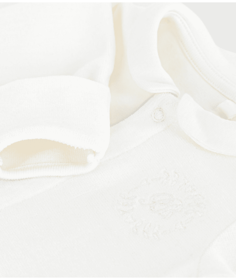 Petit Bateau - Babies' plain velour pyjama suit with a collar