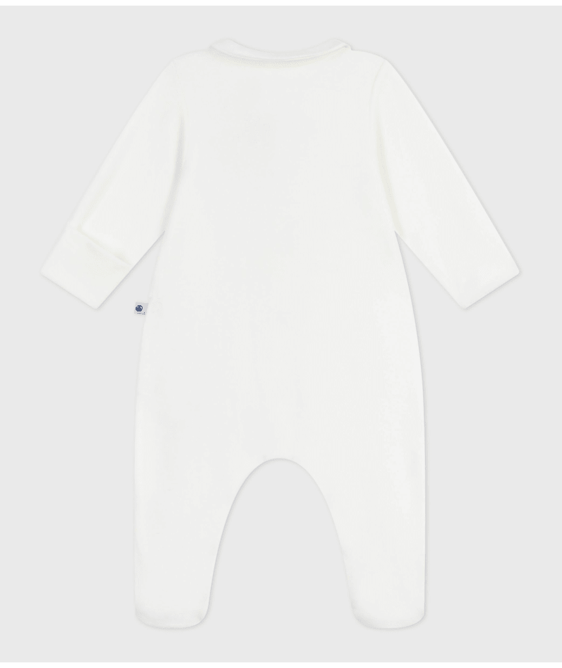 Petit Bateau - Babies' plain velour pyjama suit with a collar