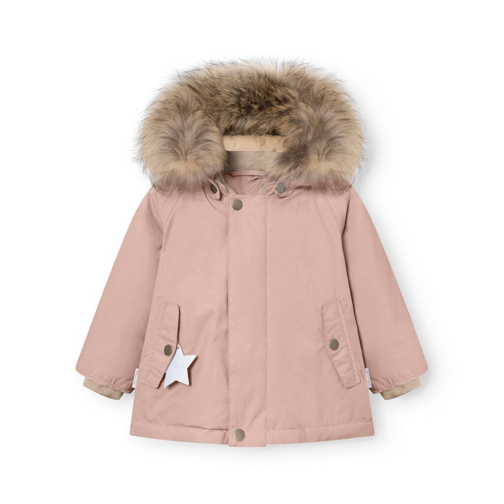 2-piece Winter Coat Wally Fur + Walentex Dungarees — Pale Pink