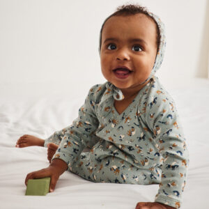 Misha & Puff Baby Two Piece Wrap Set Onsen Blue Circus Print