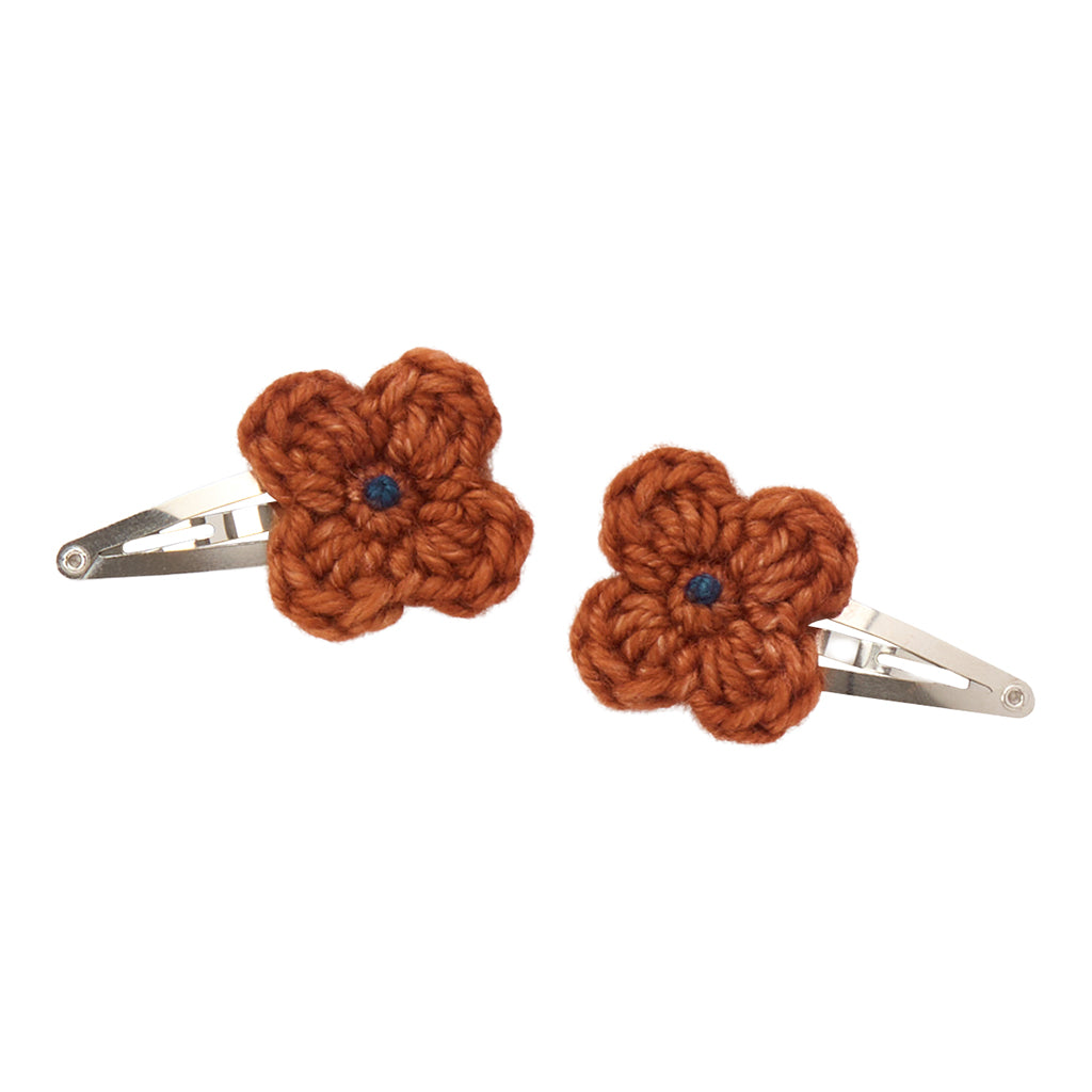 Child Set Of Two Fleur Hair Clips Sabi Brown