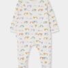 Baby animal and rainbow print white sleepsuit