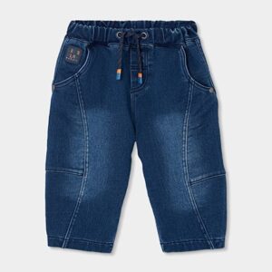 Blue denim trousers for boys with drawstring