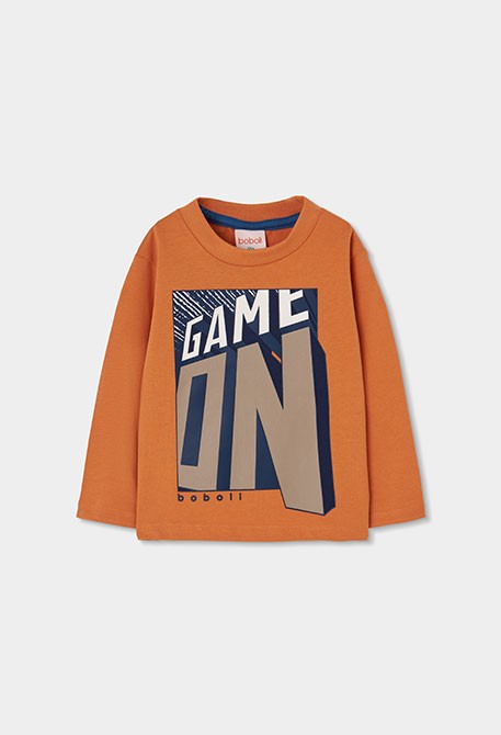 Boys' orange printed knit T-shirt Game On
