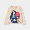 Girl's cream knitted T-shirt with friends print