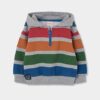 Grey vigore striped multicolour terry sweatshirt for boys