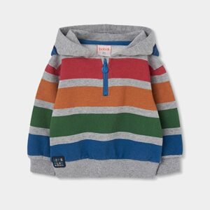Grey vigore striped multicolour terry sweatshirt for boys