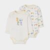 Pack of 2 white baby bodysuits with animal print