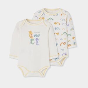 Pack of 2 white baby bodysuits with animal print