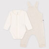 Petit Bateau - Baby's cotton dungarees and bodysuit set with plain collar