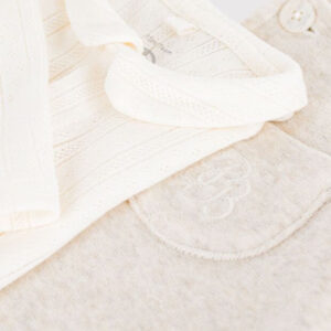 Petit Bateau - Baby's cotton dungarees and bodysuit set with plain collar