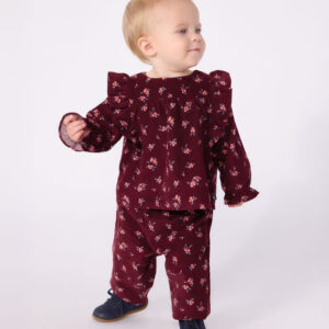 Petit Bateau - Baby floral print velvet trousers