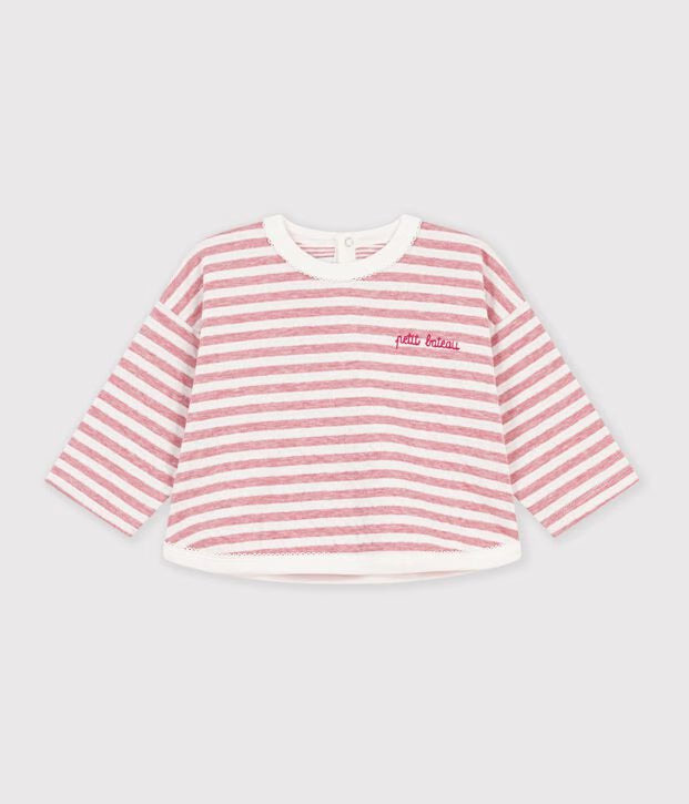 Baby long-sleeved striped cotton T-shirt