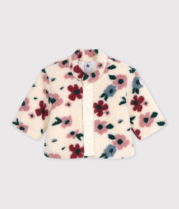 Baby's padded sherpa floral print coat