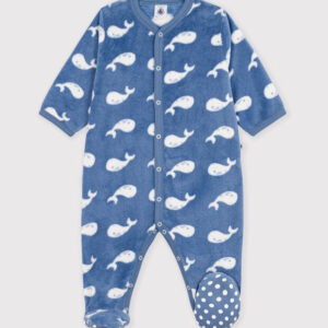 Petit Bateau - Printed fleece sleepsuit for babies