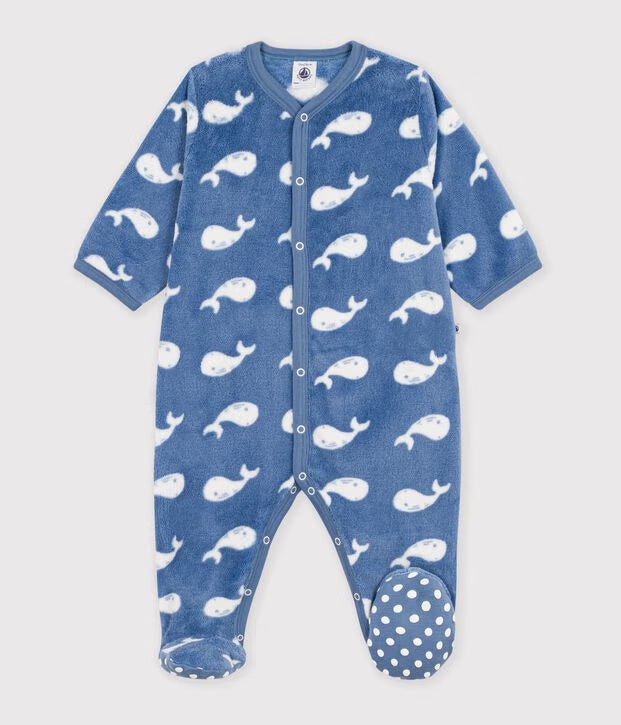 Printed fleece sleepsuit for babies