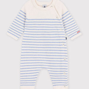 Petit Bateau - Striped Wool and Cotton Knit Baby Bodysuit