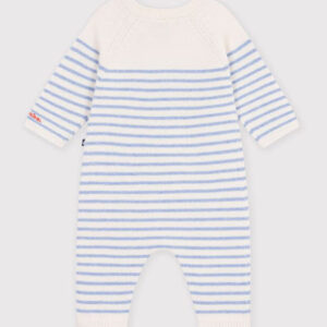 Petit Bateau - Striped Wool and Cotton Knit Baby Bodysuit