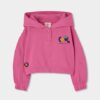 Strawberry fleece hoodie for girls with printed hood