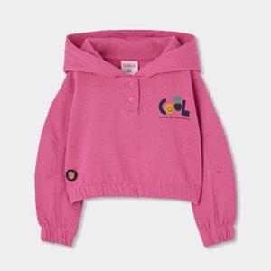 Strawberry fleece hoodie for girls with printed hood